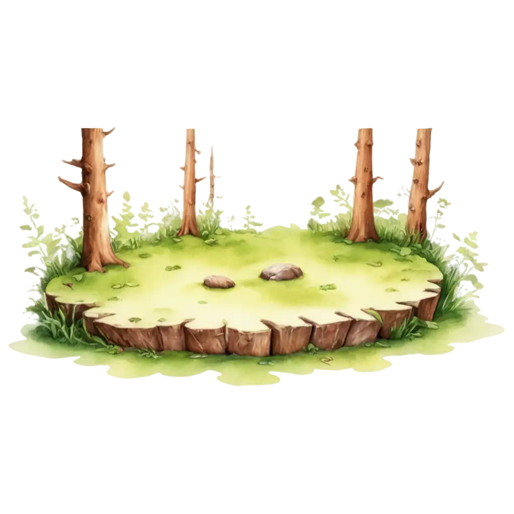 Forest-Floor-Game-Platform-PNG-Watercolor-Style-Digital-Art-for-Creative-Projects