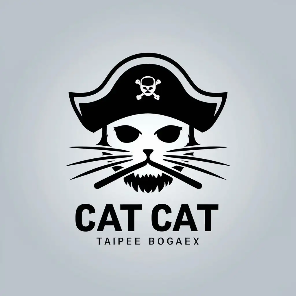 a vector logo design,with the text "Cat", main symbol:Cat pirate,Minimalistic,clear background