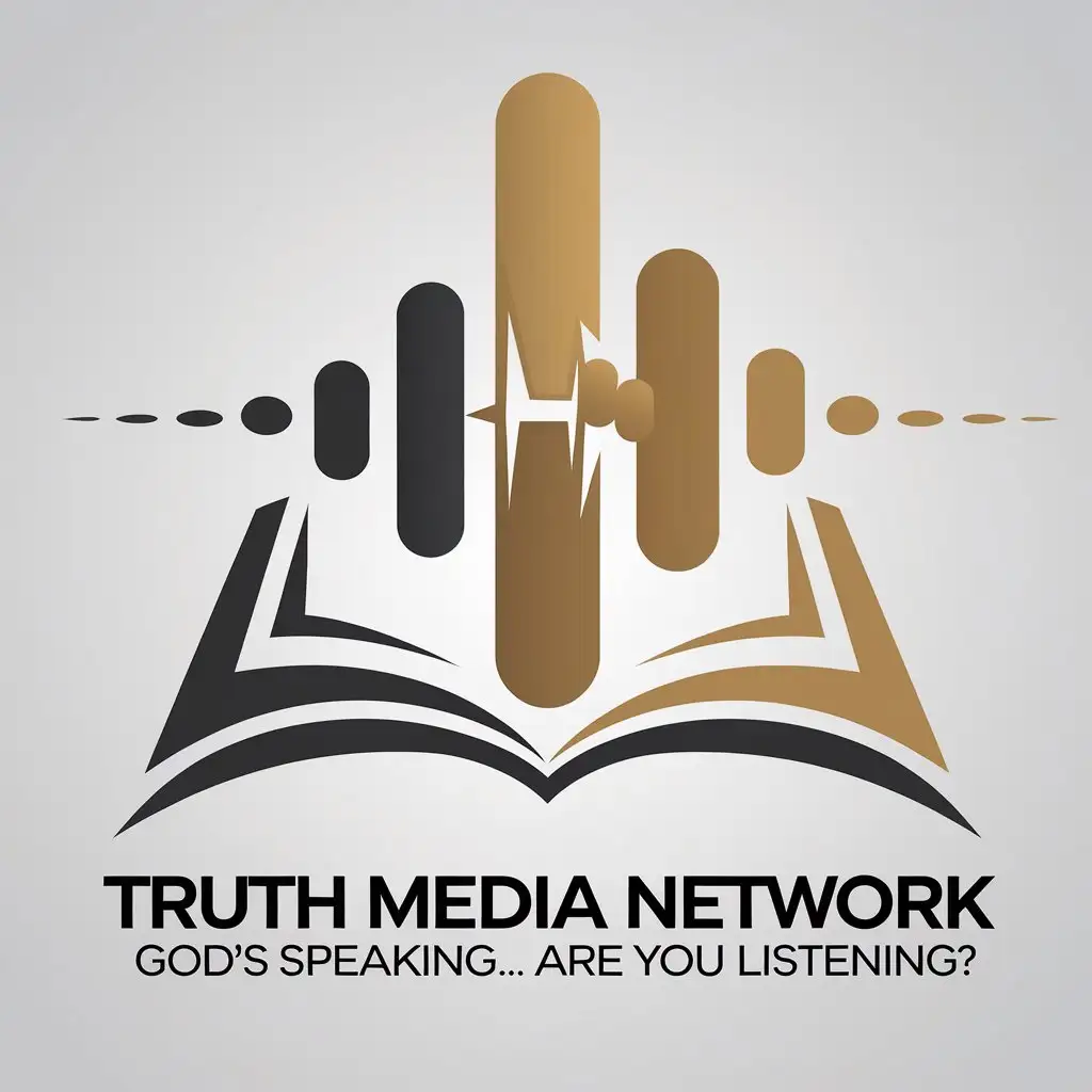 LOGO Design for Truth Media Network Modern Abstract with Sound Wave and Open Bible Theme