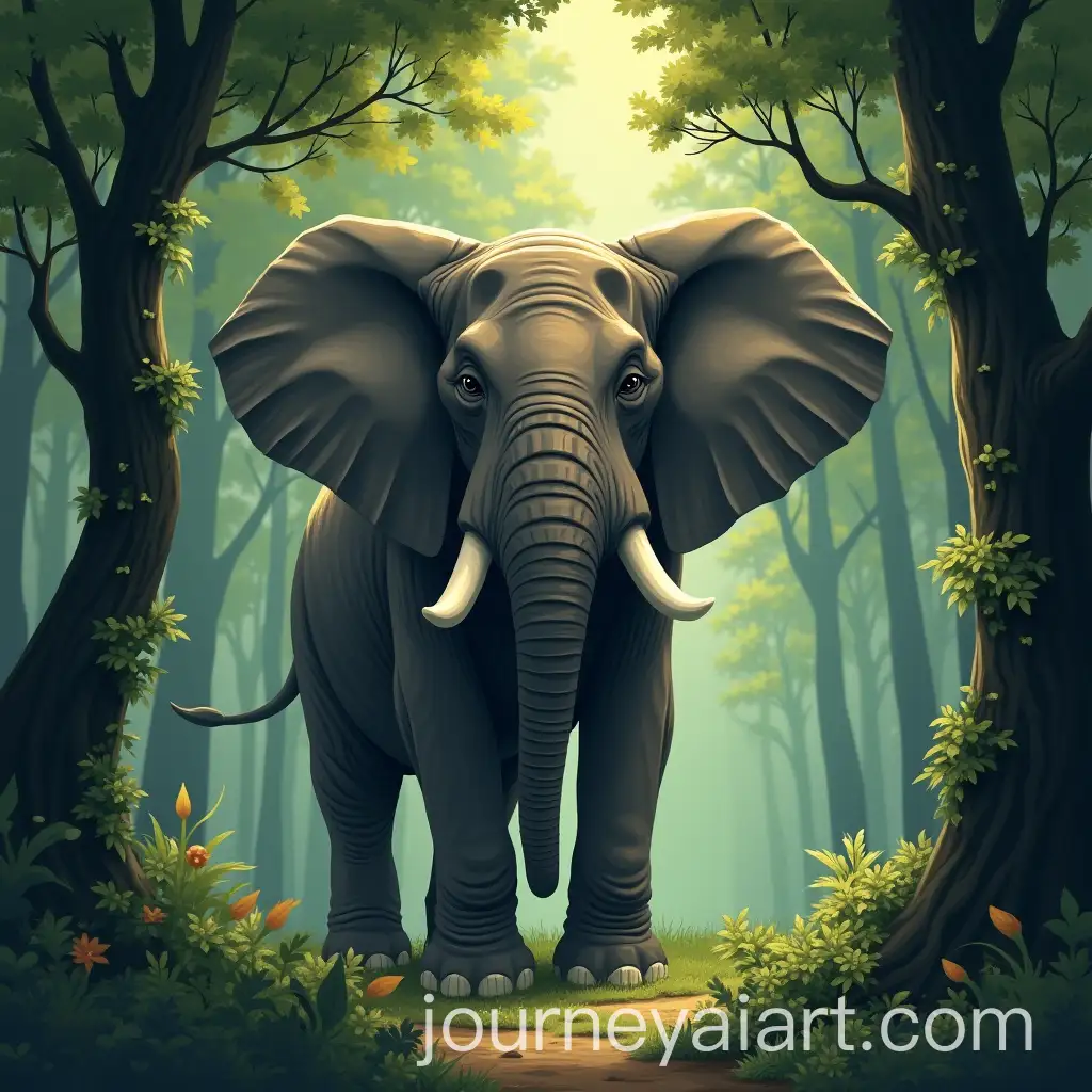 Genta-the-Elephant-Boasting-in-the-Shady-Forest