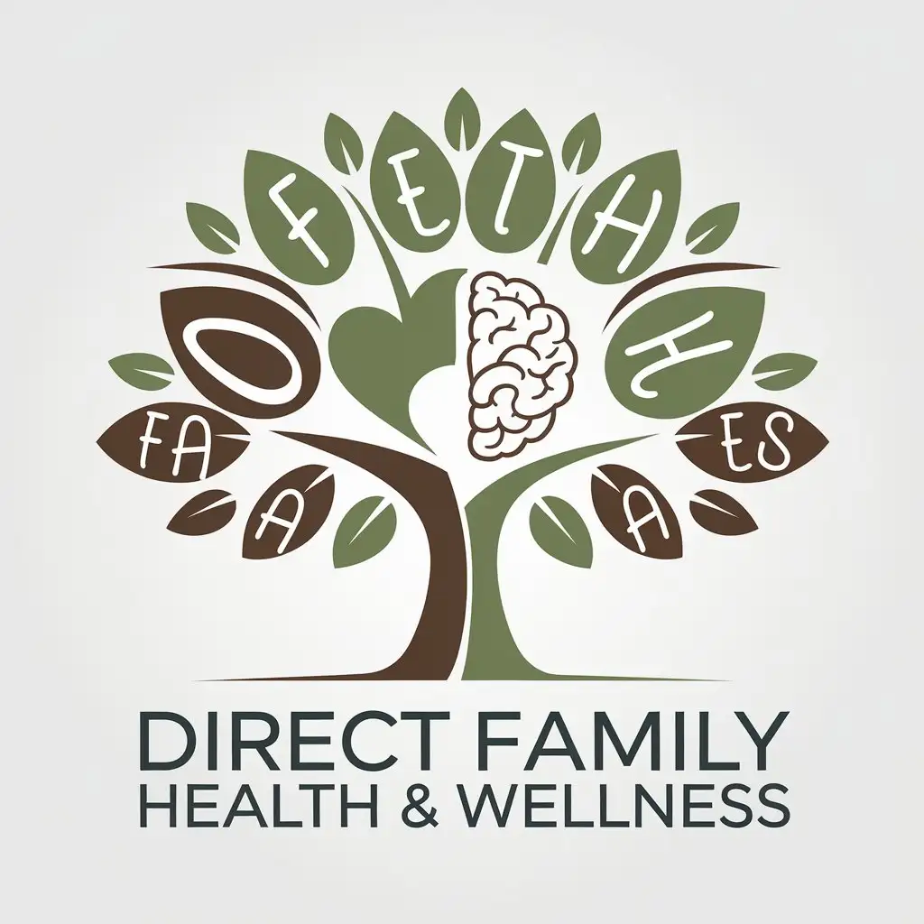 LOGO Design for Direct Family Health Wellness Nature Integration Symbol with Clear Background for Medical Dental Industry