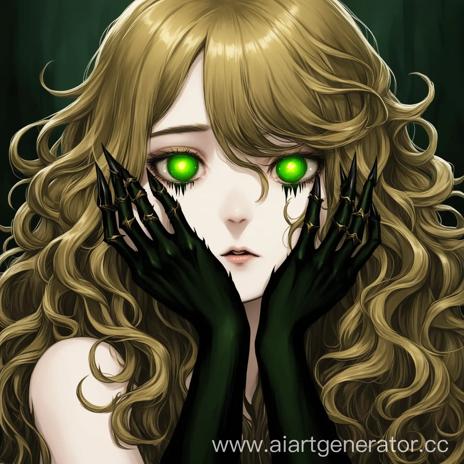 Dark-GoldenHaired-Girl-with-Mysterious-BlackClawed-Hand