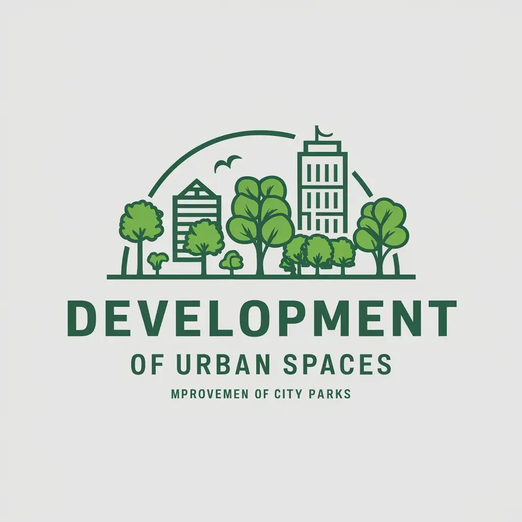 a vector logo design,with the text "Development of urban spaces", main symbol:improvement of city parks,Moderate,be used in landscaping area industry,clear background