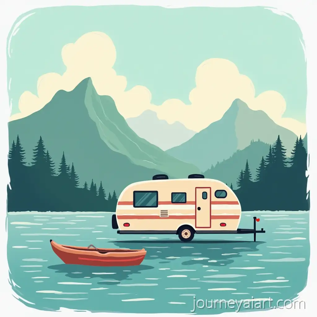 Camping-byCamping-with-hobby-caravan-the-Sea-with-a-Hobby-Caravan-in-SVG-Style