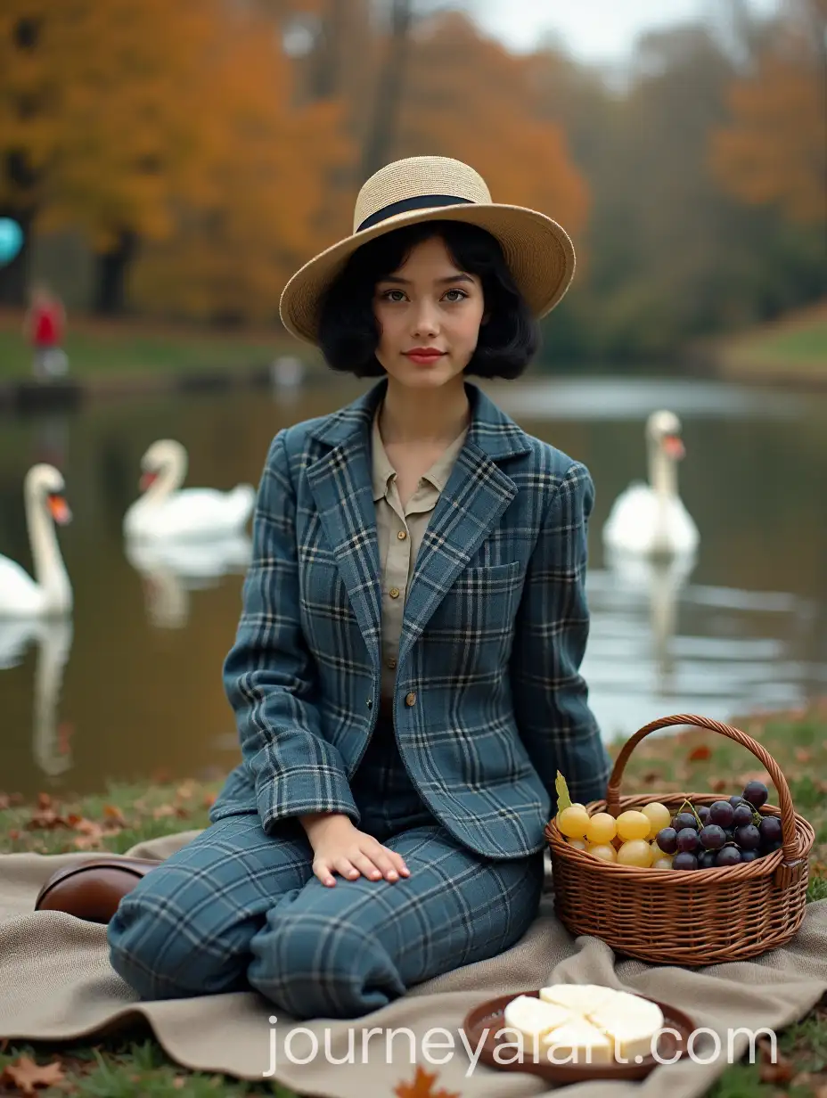 Vintage-1920s-Picnic-by-a-Pond-with-Retro-Autumn-Vibes