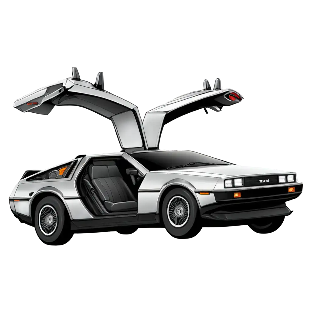 Delorean-Cartoon-PNG-Image-Retro-Futuristic-Car-Illustration