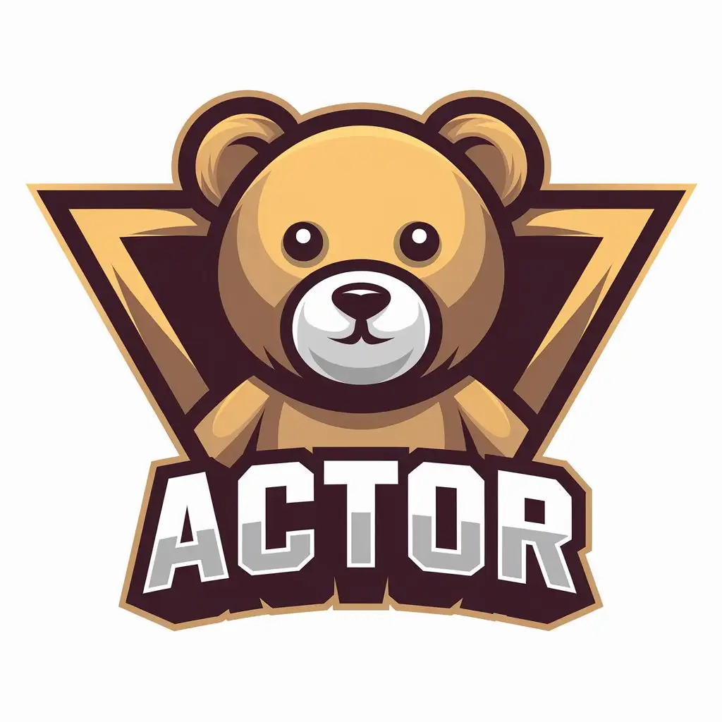 a vector logo design,with the text "actor", main symbol:teddy bear,Moderate,be used in game industry,clear background