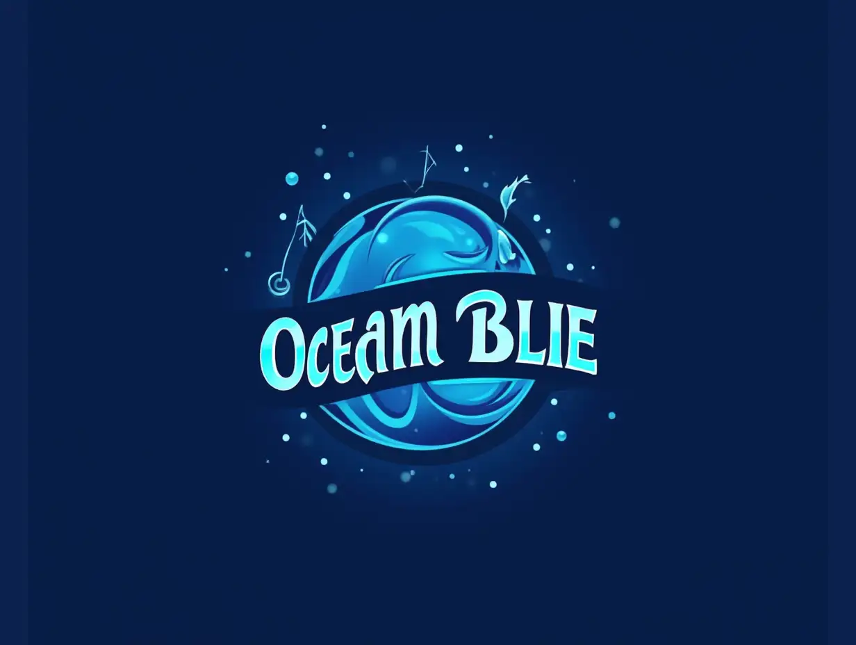 Logo with text 'Ocean Blue'of event management comapny. Arrange events for Musical bands