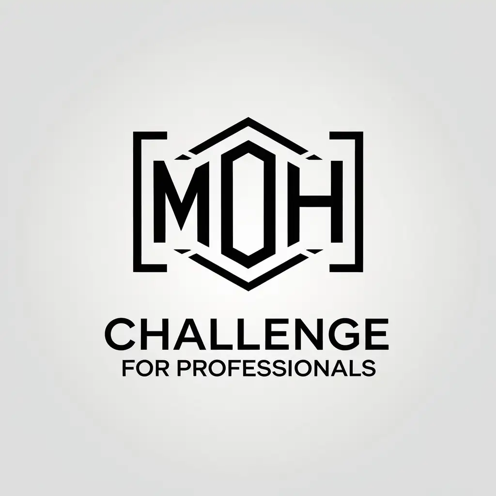 a vector logo design,with the text "Challenge for professionals", main symbol:MOH,Minimalistic,clear background