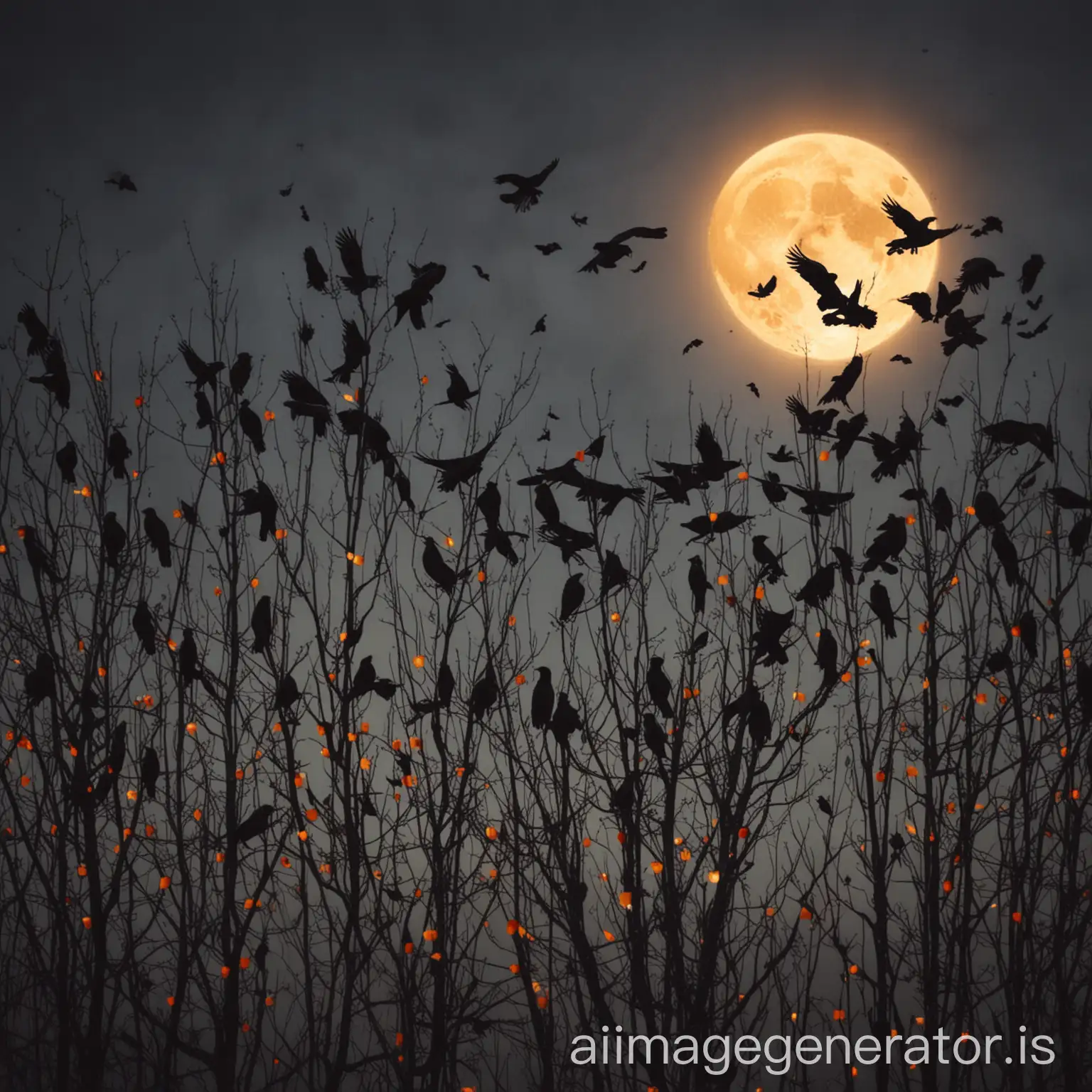 many crows at halloween