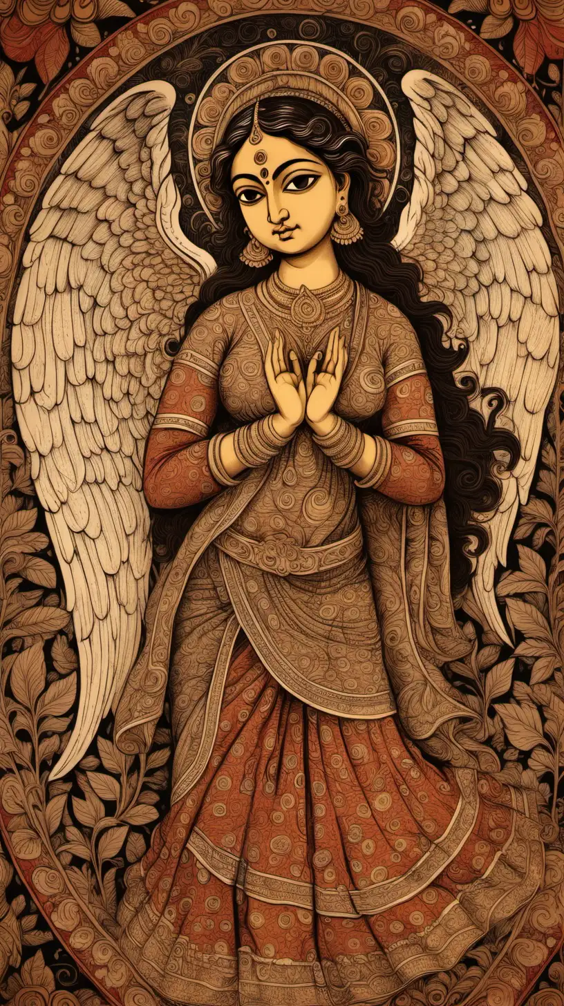 Highly Detailed Angel Illustration in Kalamkari Style