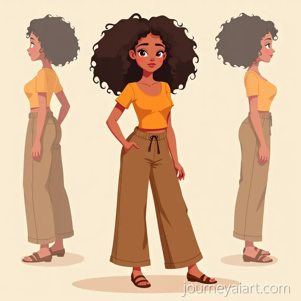 Stylish-Girl-in-Crop-Top23YearOld-Girl-in-Orange-Crop-Top-and-Brown-Bag-Pants-HandDrawn-in-2D-Style