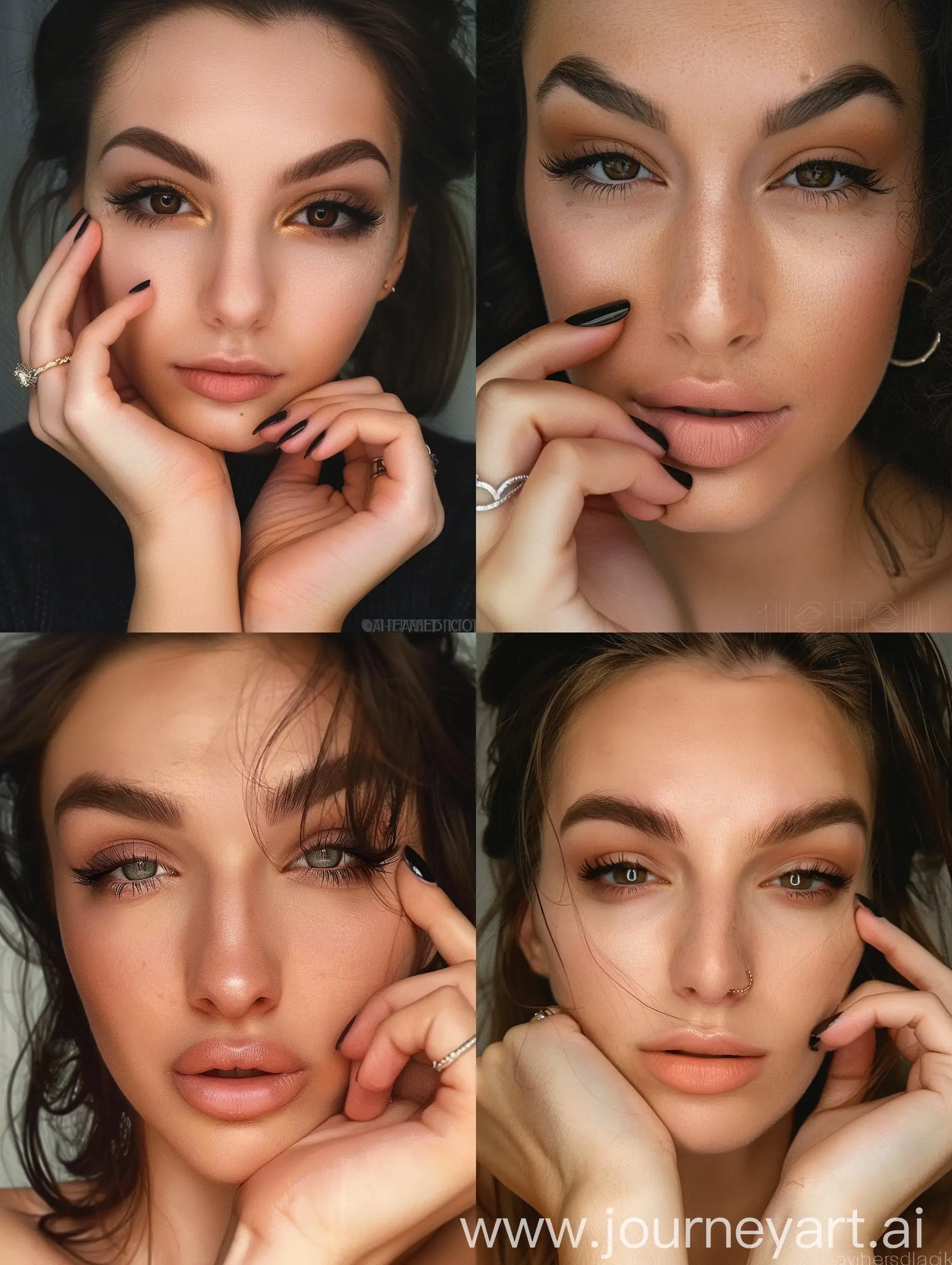 Aesthetic-Instagram-Selfie-of-Female-Super-Model-in-Kitchen