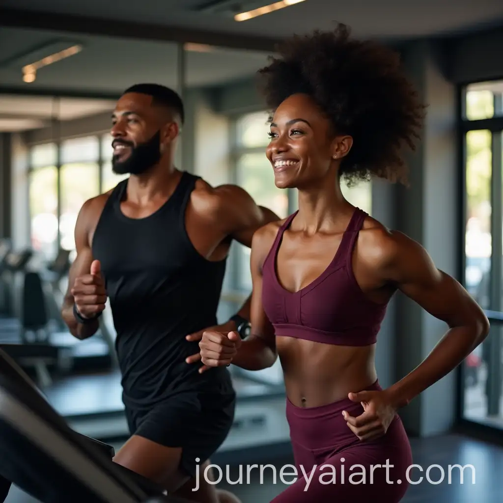 AI-Art-Prompt-ExpansionYoung-Black-Man-and-Woman-Running-on-Treadmills-in-Modern-Gym-Room