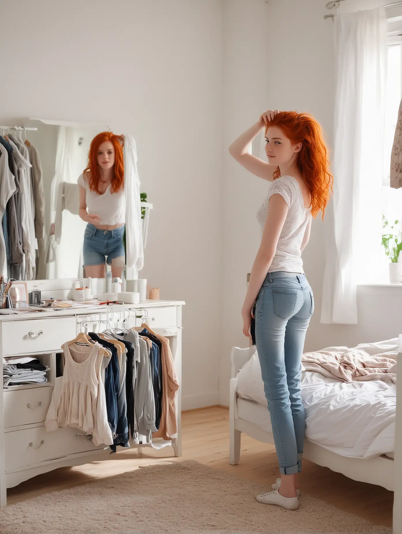 Redheaded-Girl-Changing-Clothes-in-Bright-Bedroom