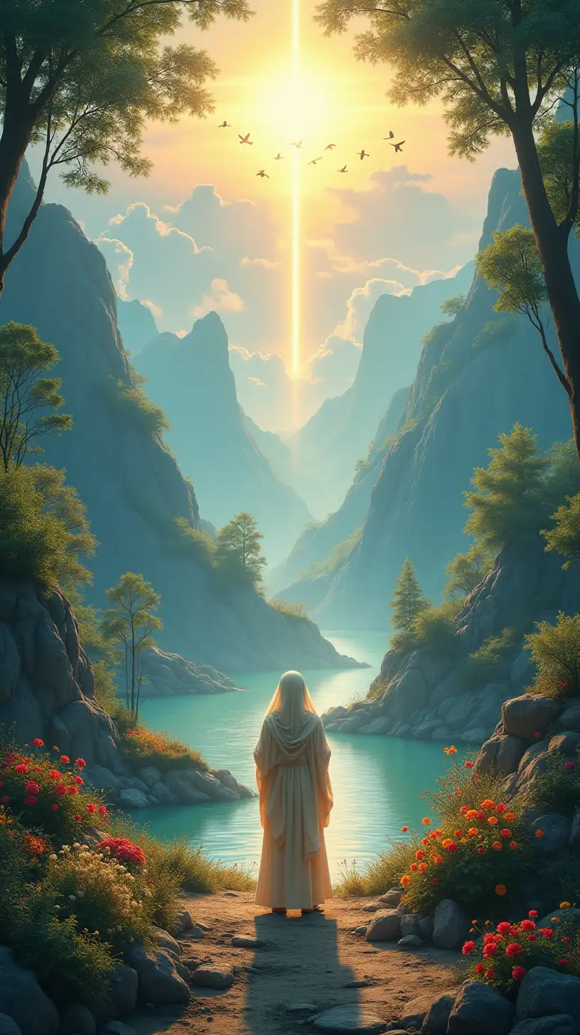 Serene Prophet Surrounded by Natures Beauty