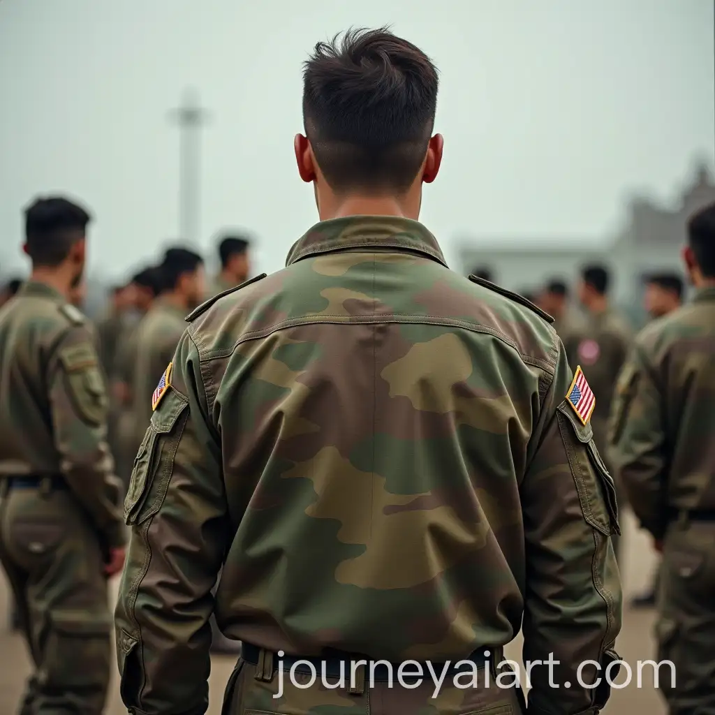 Soldier-in-Camouflage-Jungle-Military-Shirt-Standing-in-the-Middle