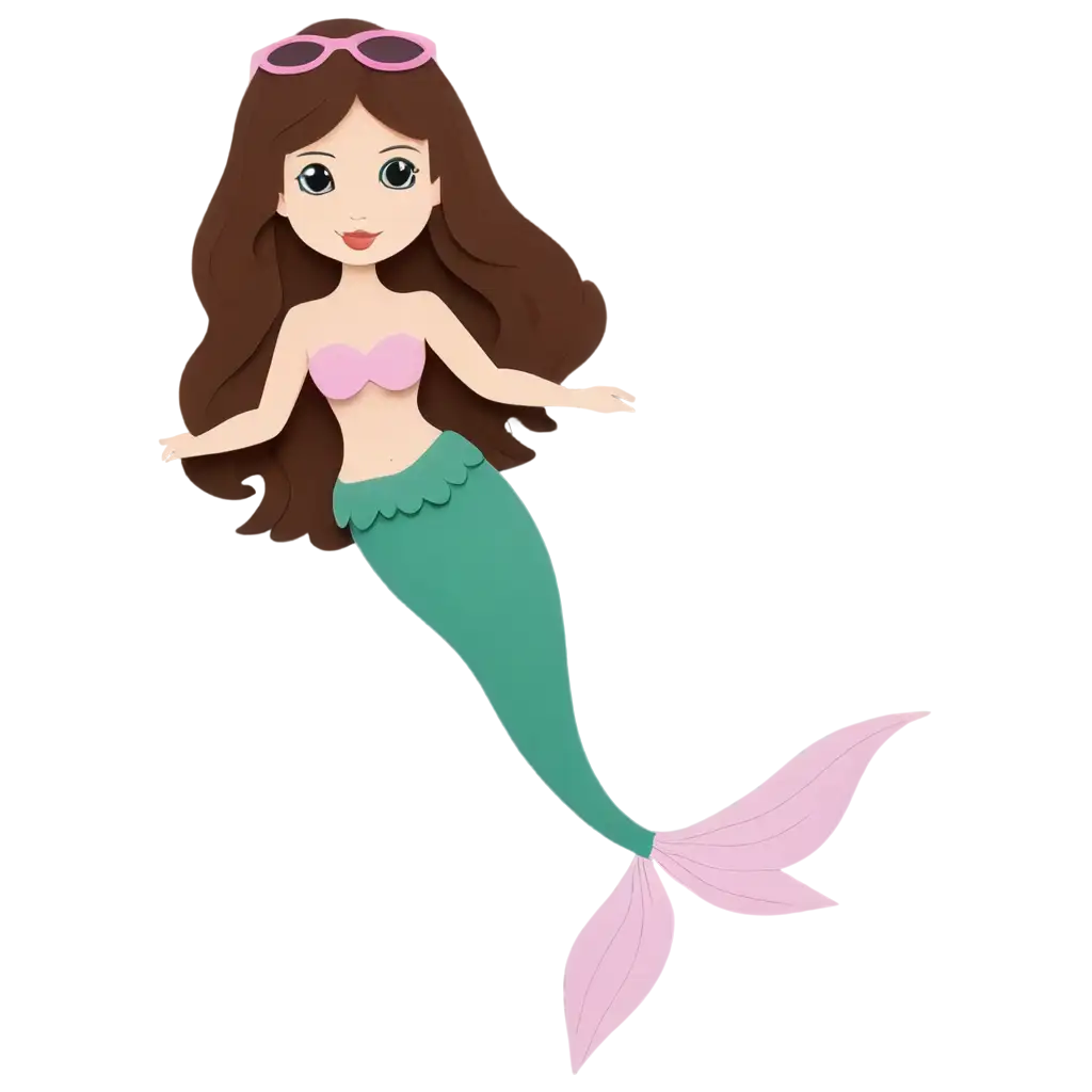 Create-a-PNG-Mermaid-in-Paper-Craft-Style-with-Wavy-Brown-Hair-and-LavenderPink-Tail