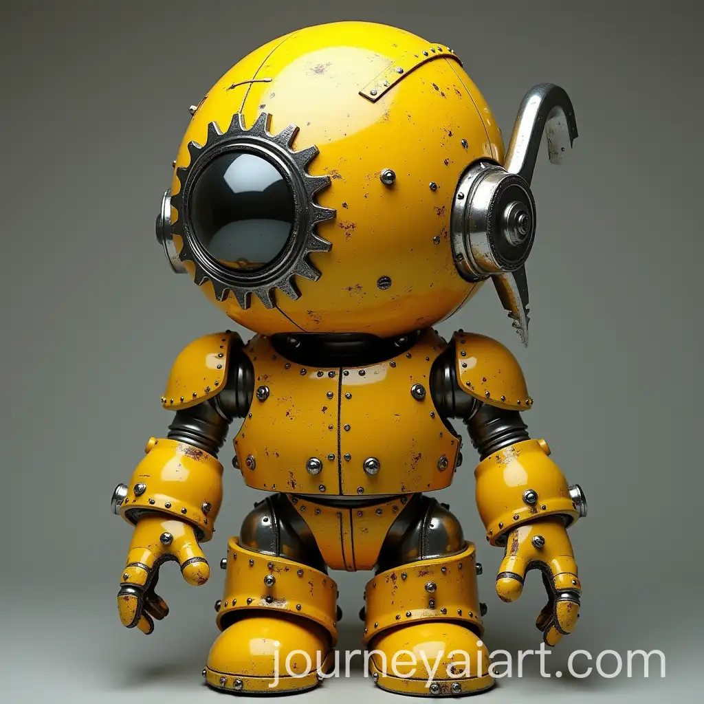 Hunchbacked-Metal-Figure-with-Gear-Eye-in-Yellow-Rusted-Metal