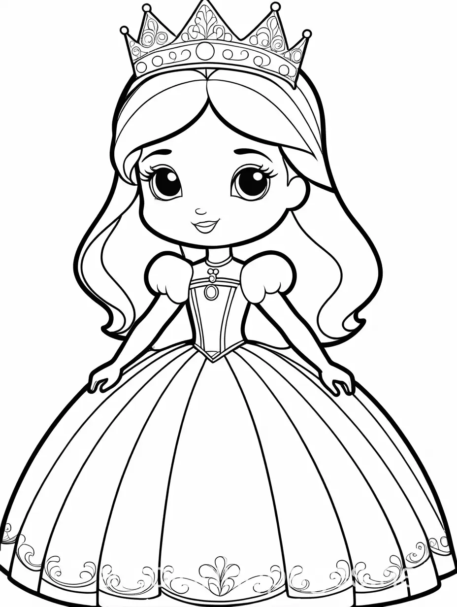 Super-Thick-Princess-Coloring-Page-Black-and-White-Line-Art-for-Kids