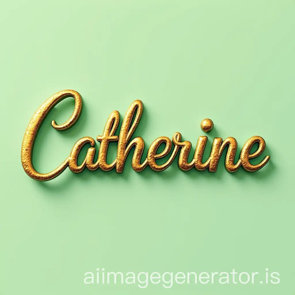 Personalized-Name-Design-Catherine-in-Curved-Bubble-Font-with-GoldGreen-Fill