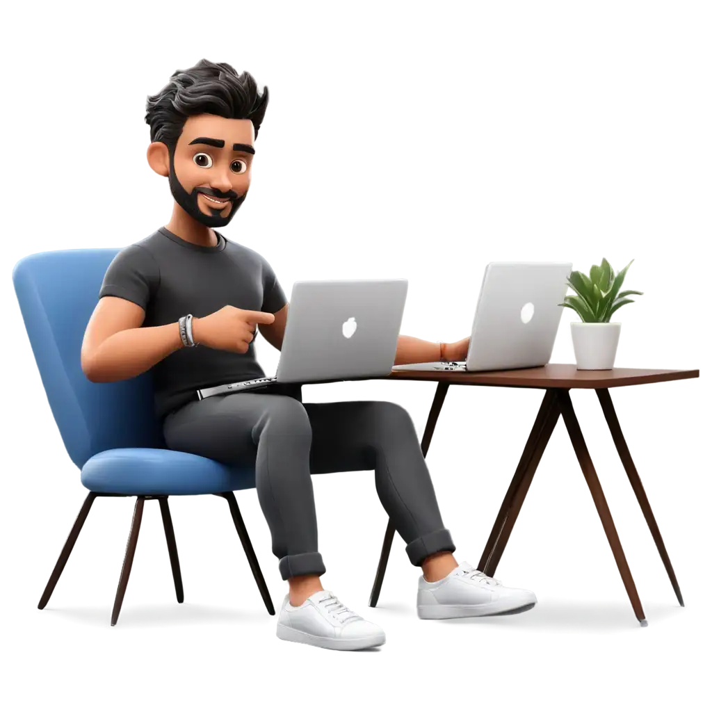 Male-Digital-Marketer-Cartoon-Sitting-and-Opening-Laptop-PNG-HighQuality-and-Versatile-Image-for-Your-Projects