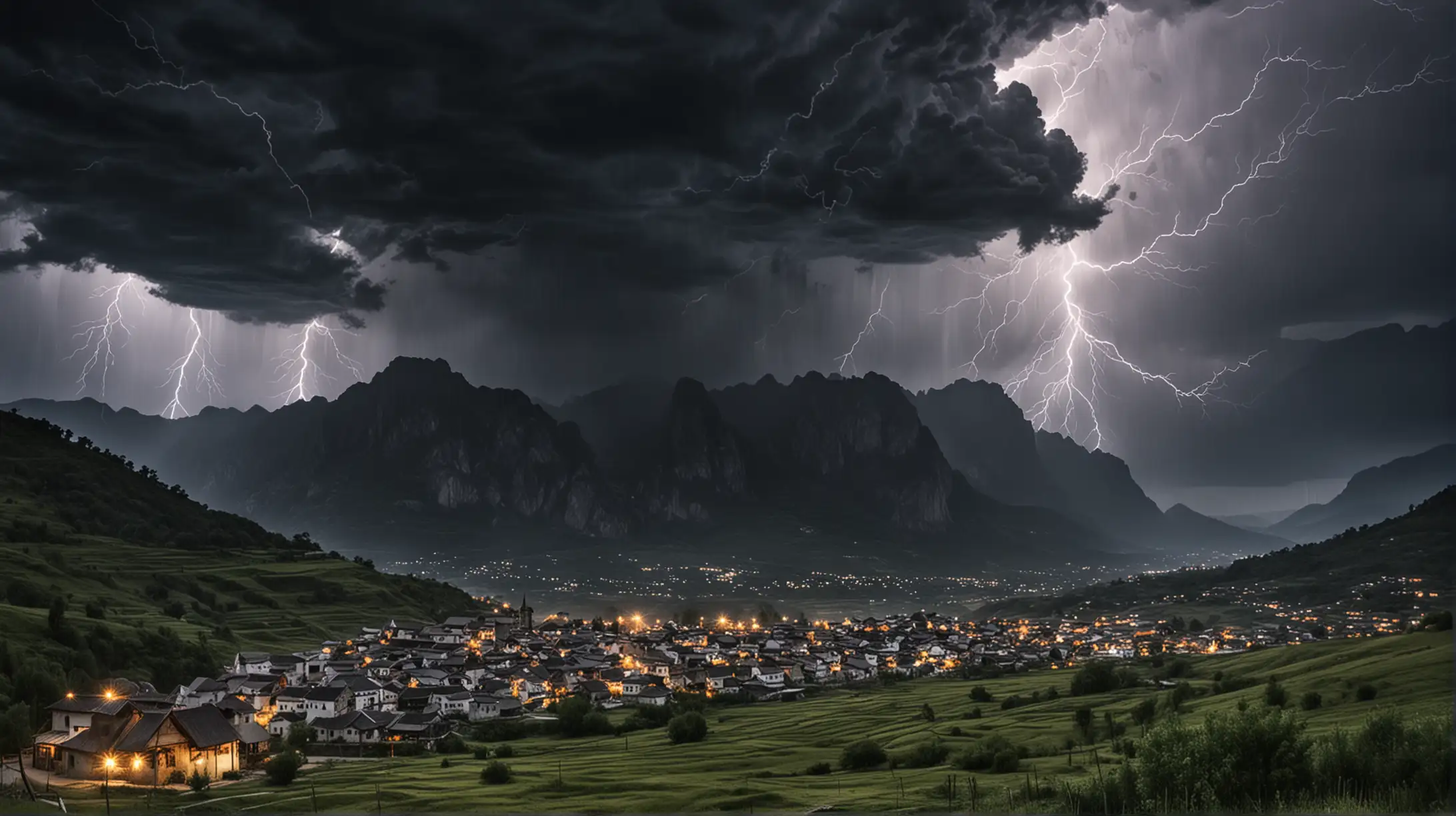 Stormy Sky over Mountain Village