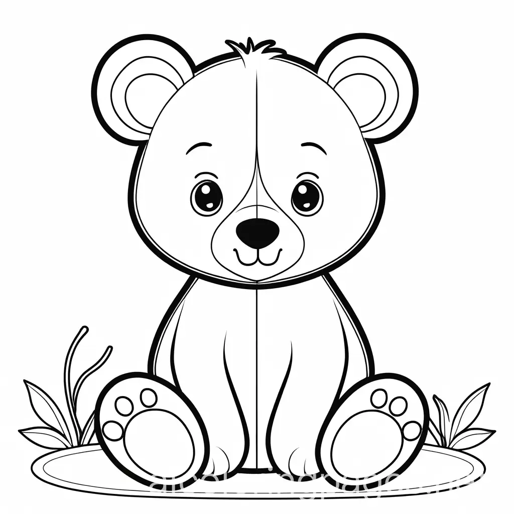 cute baby bear, coloring page, black and white page, background, line art black, Coloring Page, black and white, line art, white background, Simplicity, Ample White Space. The background of the coloring page is plain white to make it easy for young children to color within the lines. The outlines of all the subjects are easy to distinguish, making it simple for kids to color without too much difficulty, Coloring Page, black and white, line art, white background, Simplicity, Ample White Space. The background of the coloring page is plain white to make it easy for young children to color within the lines. The outlines of all the subjects are easy to distinguish, making it simple for kids to color without too much difficulty