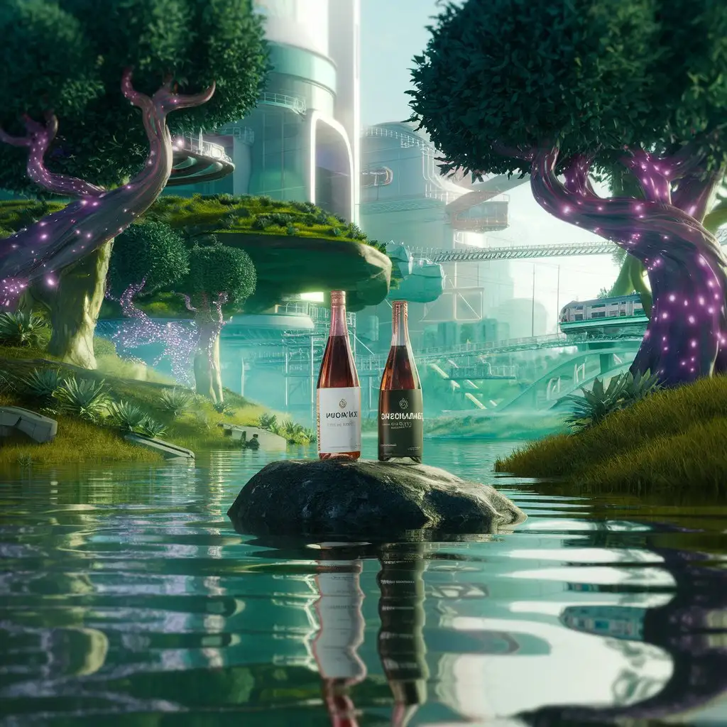 Two-Bottles-in-a-HighTech-Nature-Setting-with-3D-Special-Effects