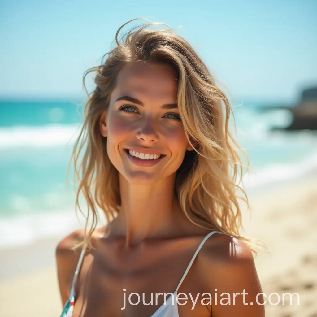 Beautiful-Woman-on-the-Beach-with-Scenic-Ocean-View