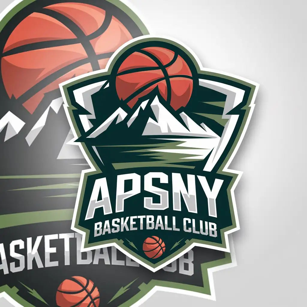 LOGO-Design-for-APSNY-Basketball-Club-Green-White-and-Red-with-Mountain-and-Sea-Basketball-Theme