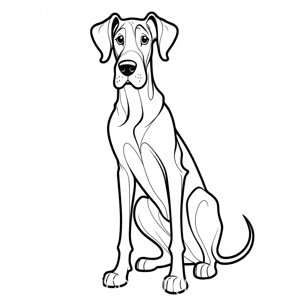 Friendly-Cartoon-Great-Dane-Coloring-Page-with-Simplicity