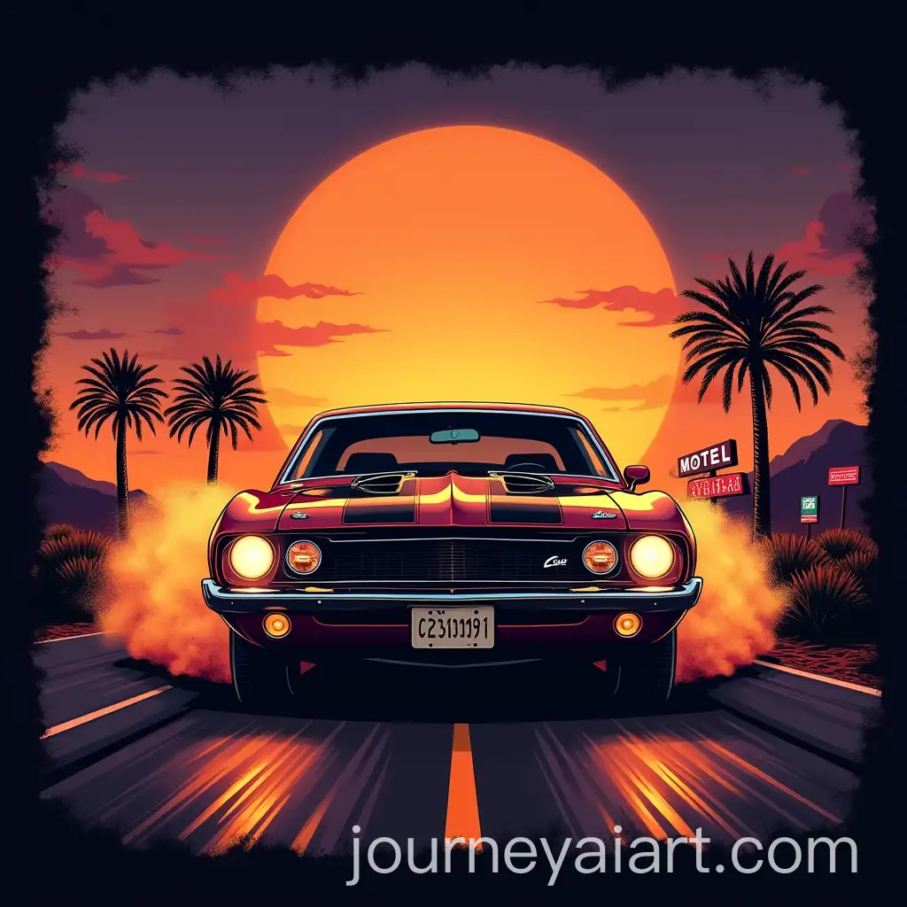 1970s-Classic-American-MuscleAI-Art-Prompt-Expansion-Car-on-Desert-Highway-at-Sunset
