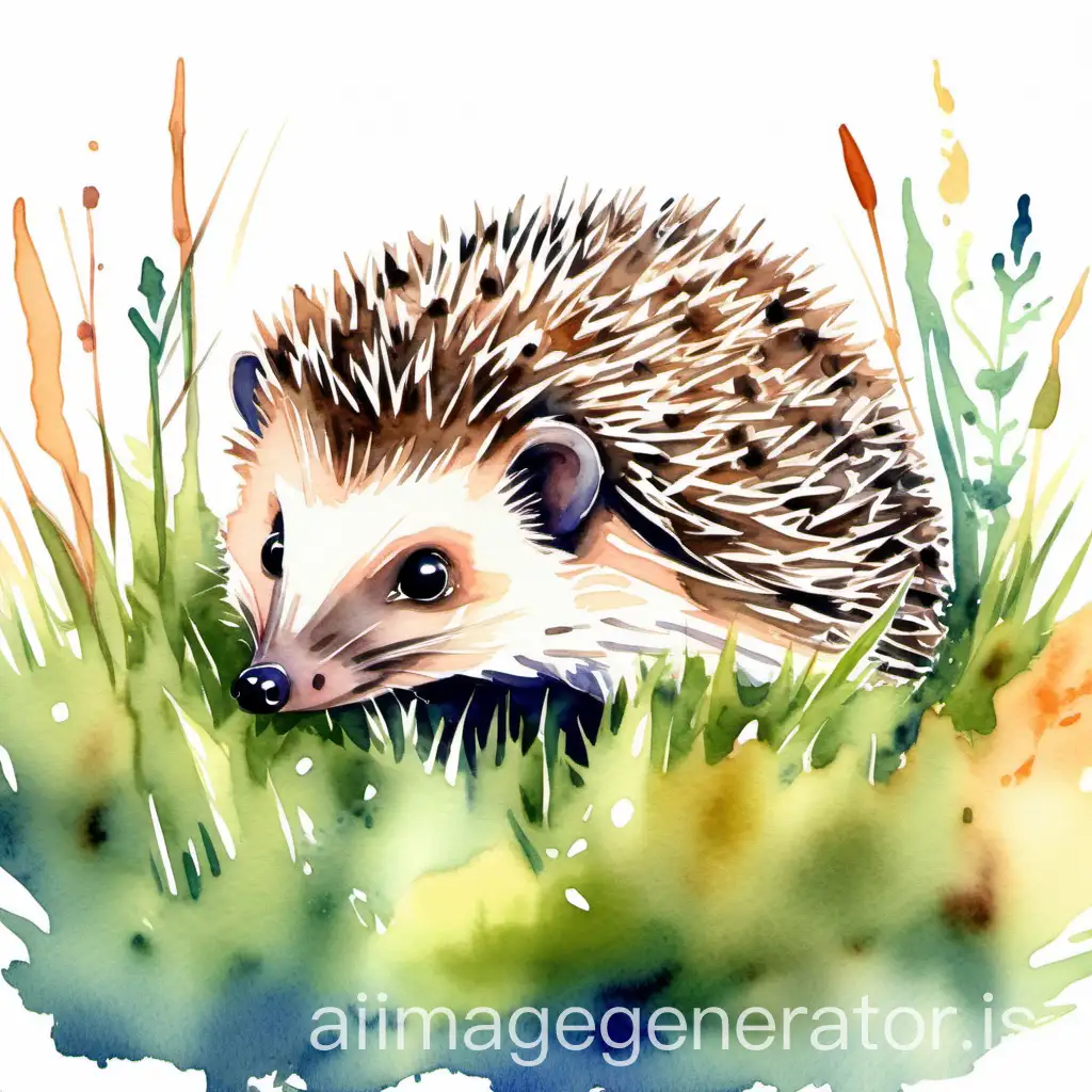 Hedgehog-in-the-Grass-Watercolor-Painting