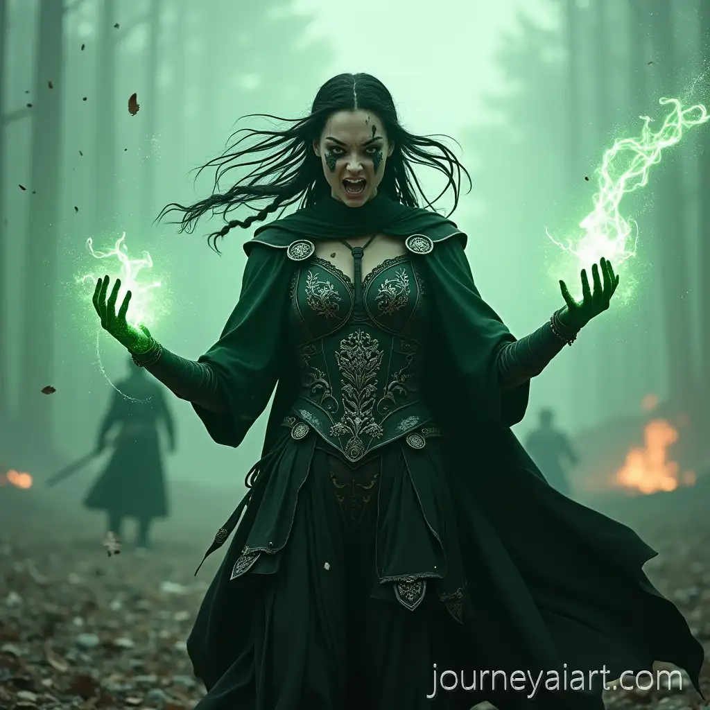 Furious-ElFurious-elven-mage-battleven-Elemental-Mage-Conjuring-a-Storm-on-a-WarTorn-Battlefield