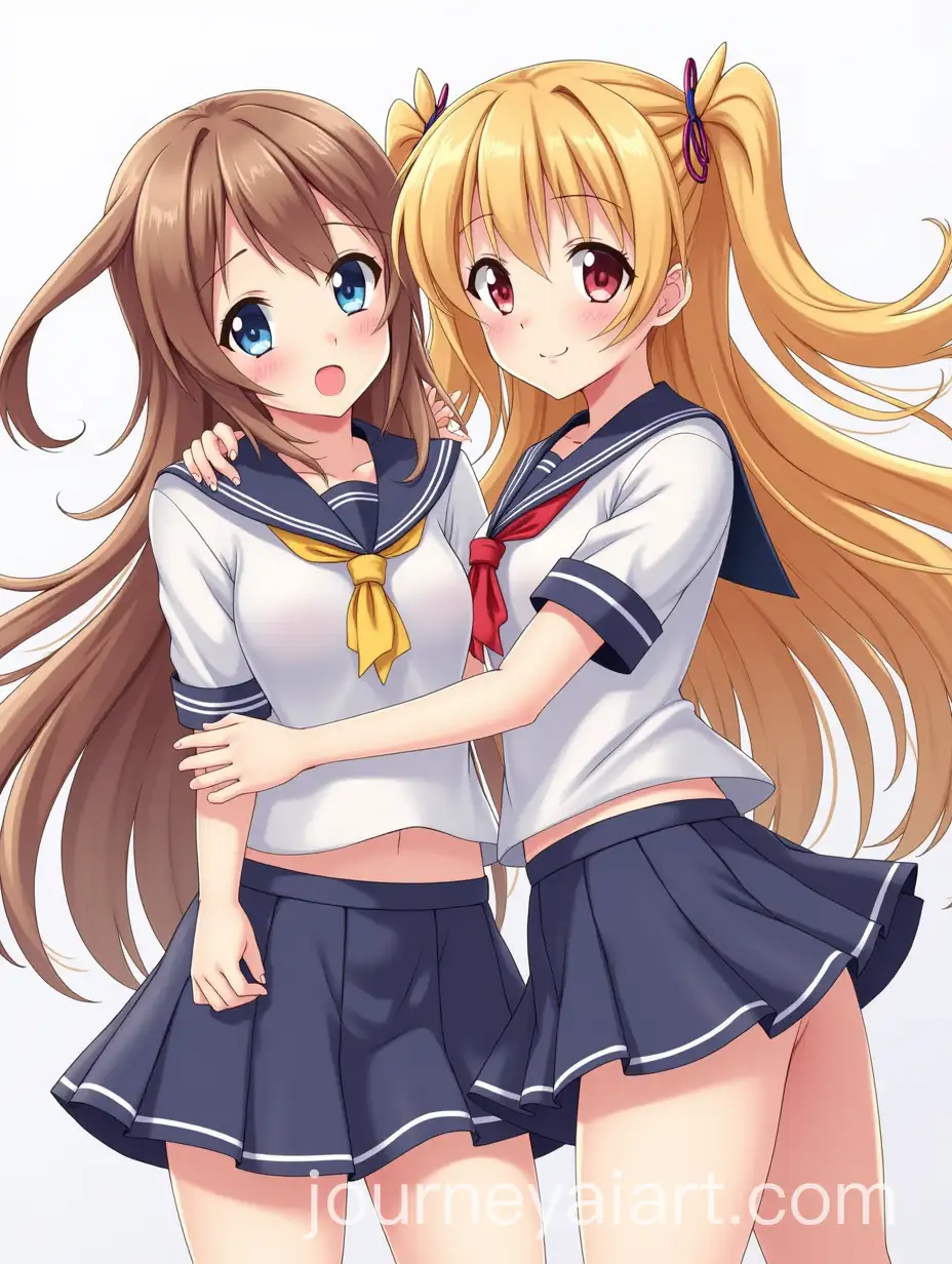 Mature-Gyaru-Anime-Schoolgirls-in-School-Uniform-with-Long-Hair-and-Pigtails
