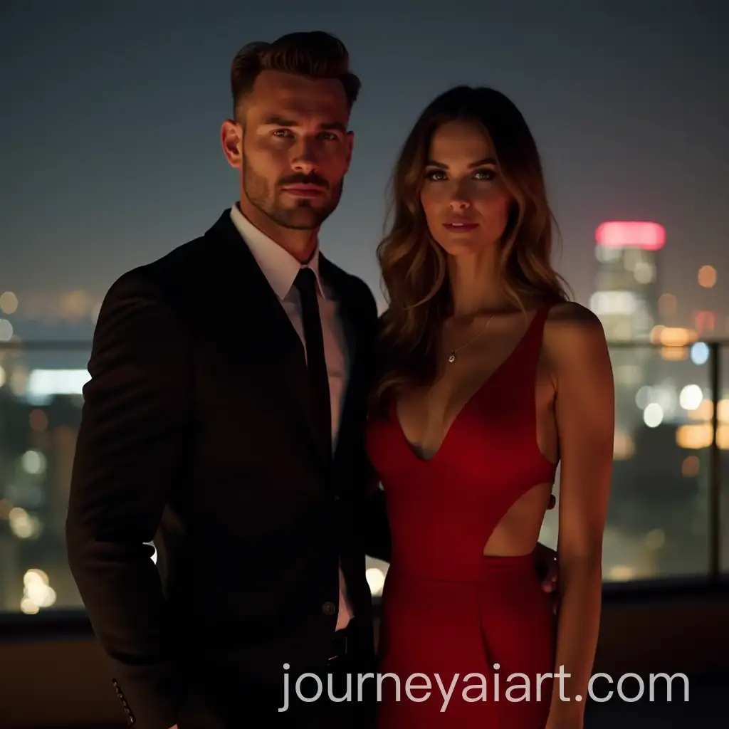 AI-Image-Prompt-ExpansionStylish-Couple-Posing-in-Front-of-a-Modern-Luxury-Cityscape-at-Night
