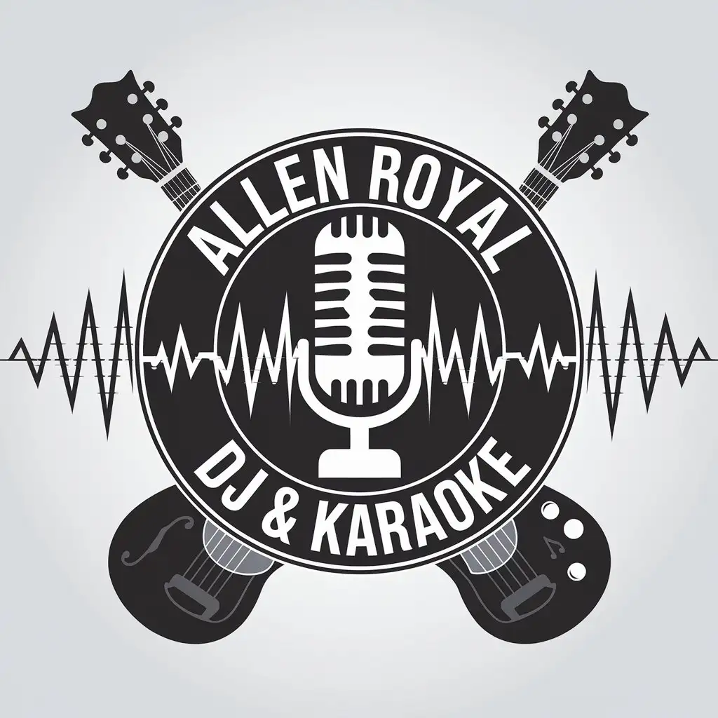 LOGO Design for Allen Royal DJ Karaoke Microphone Audio Wave Rock n Roll Theme