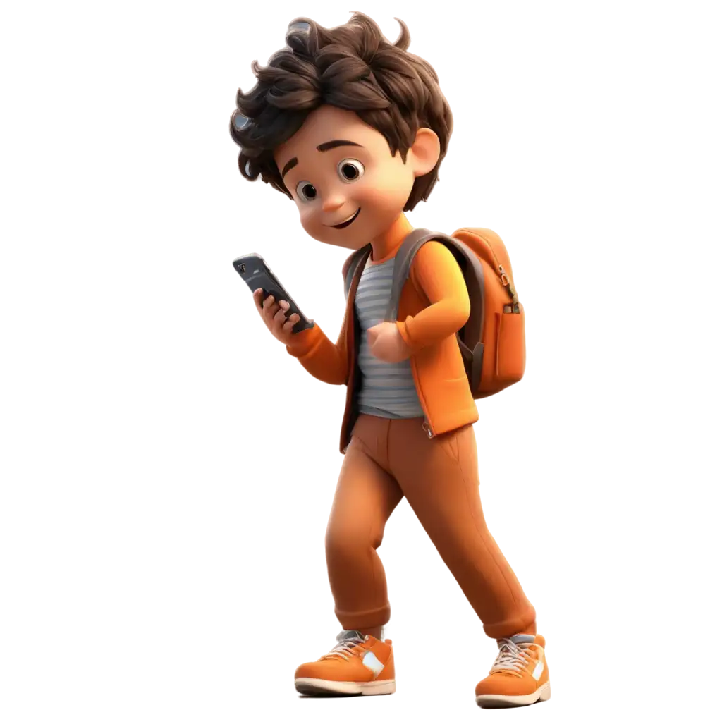 Cartoon-Little-Boy-on-Cell-Phone-PNG-Image-Joyful-Animated-Character-Concept