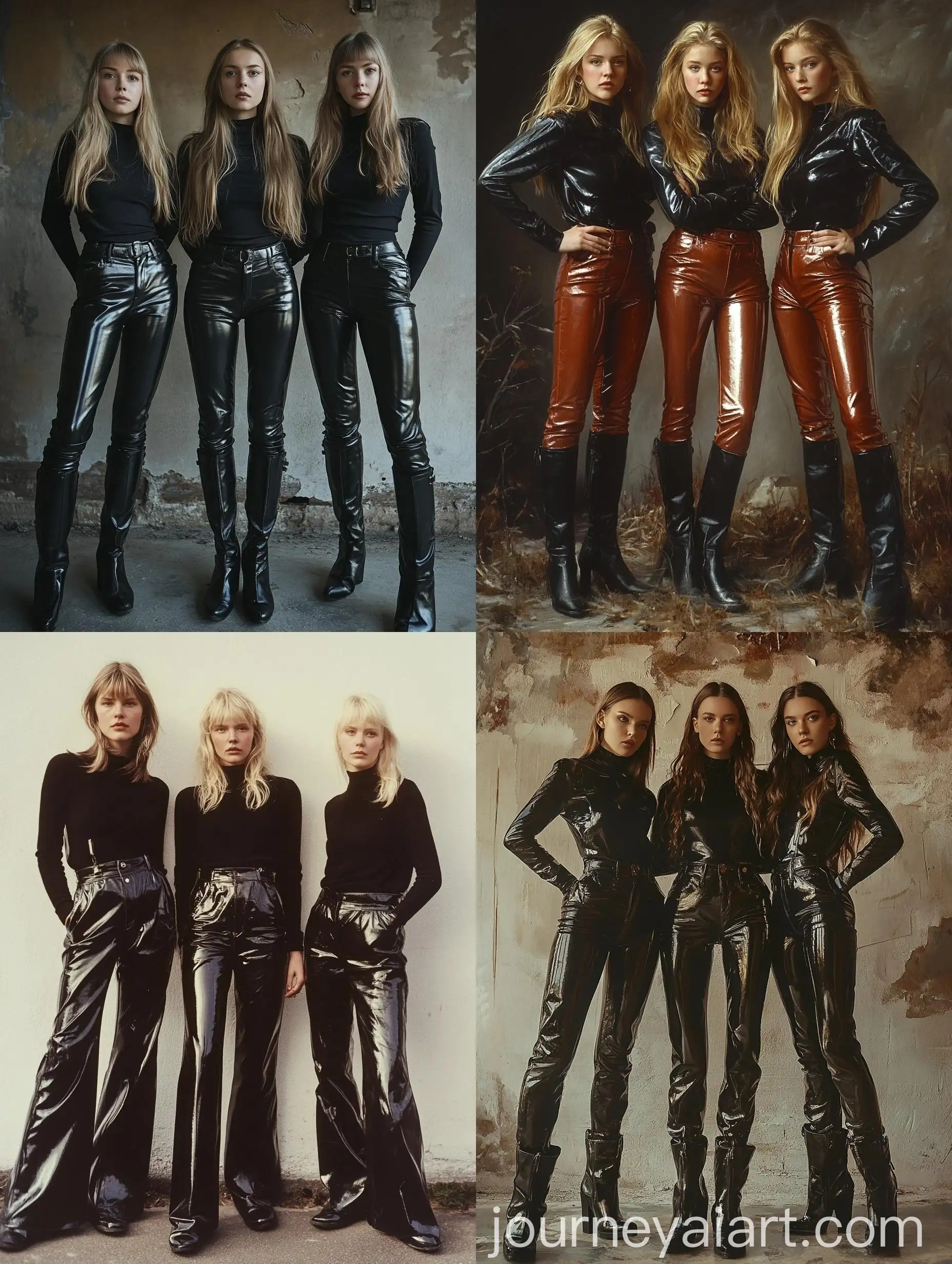 Three-Finnish-Women-in-Shiny-Leather-Pants