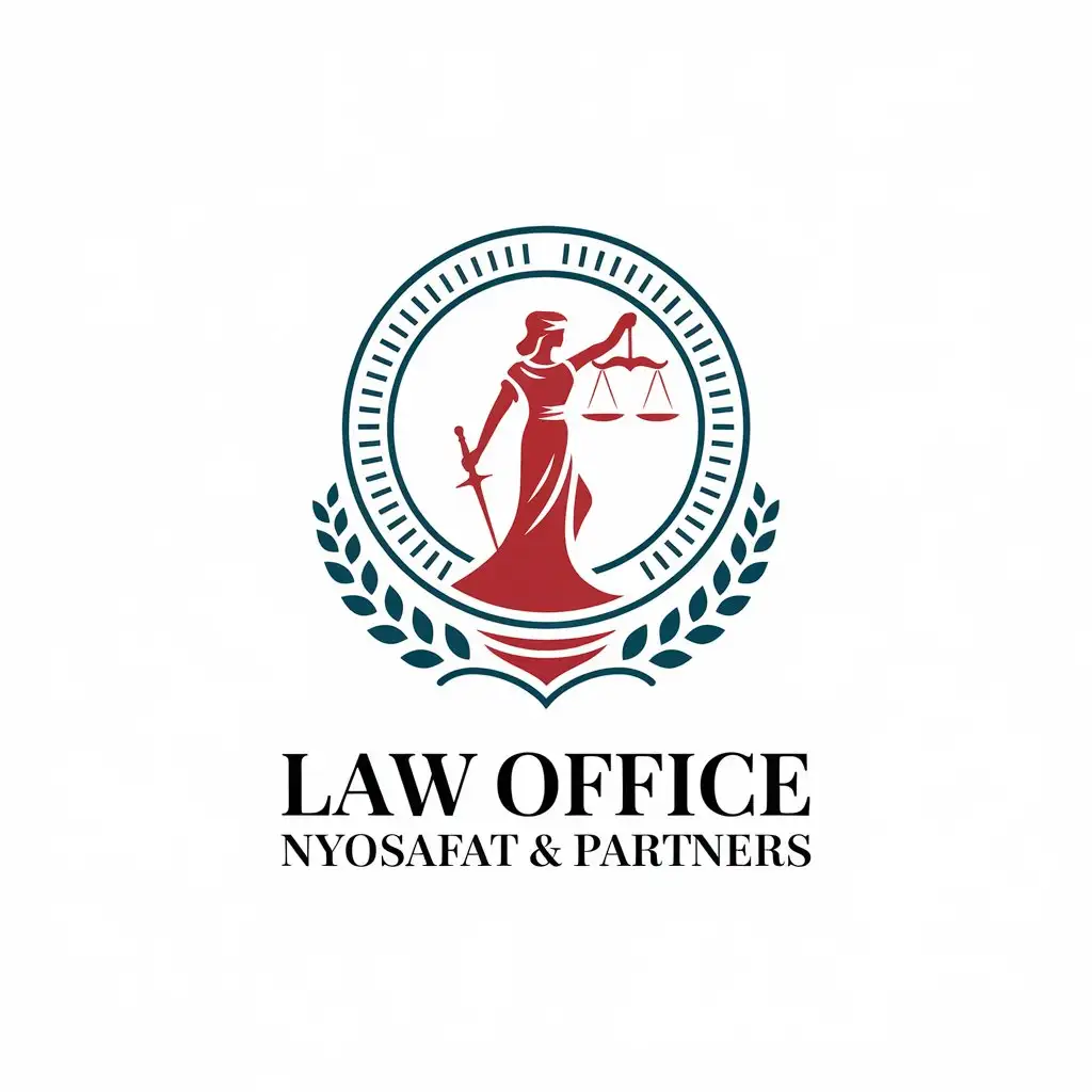 a vector logo design,with the text "Law OfficenYOSAFAT & PARTNERS", main symbol:Logo with a woman in red carrying a scale of justice,Moderate,be used in Others industry,clear background