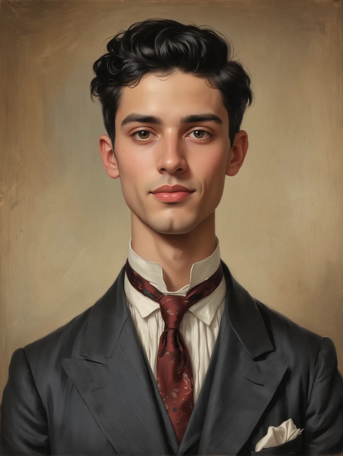 Portrait of a Young Man in 19th Century Style Suit 1910 Fashion