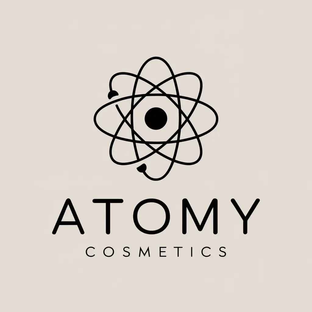 a vector logo design,with the text "Atomy", main symbol:Cosmetics,complex,clear background