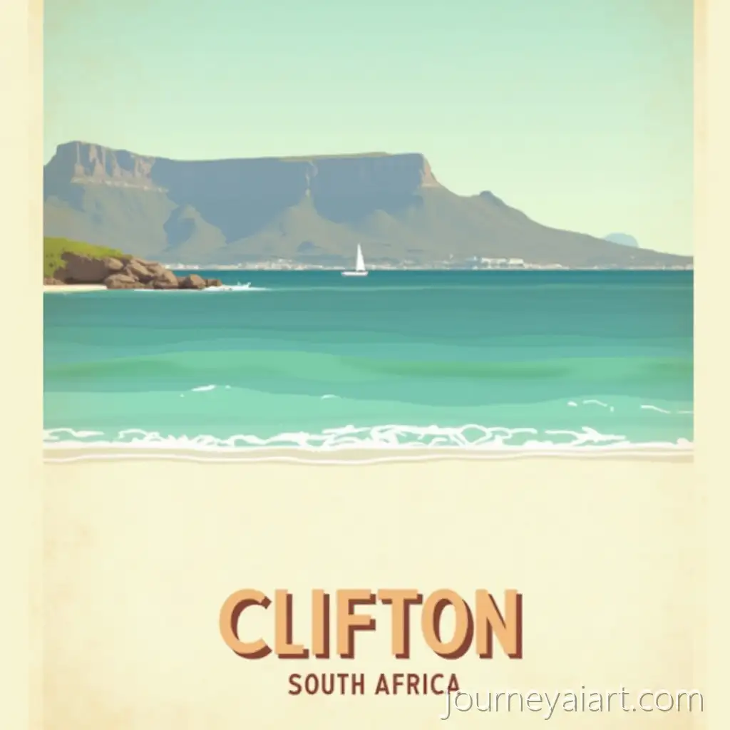 Vintage-Travel-Poster-of-Clifton-BeachAI-Image-Prompt-Expansion-Cape-Town-with-Table-Mountain