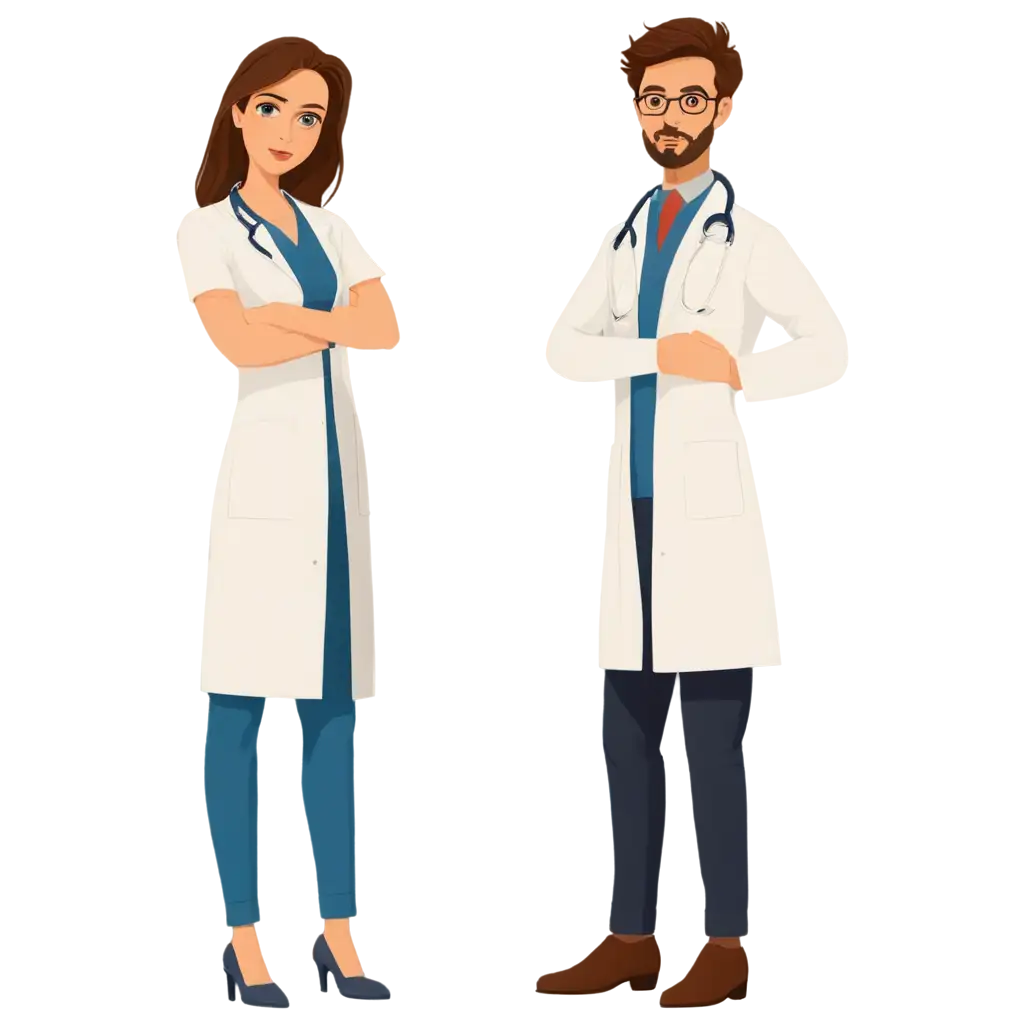 2-Male-Doctors-and-2-Female-Sisters-PNG-Vector-for-Medical-and-Family-Illustrations