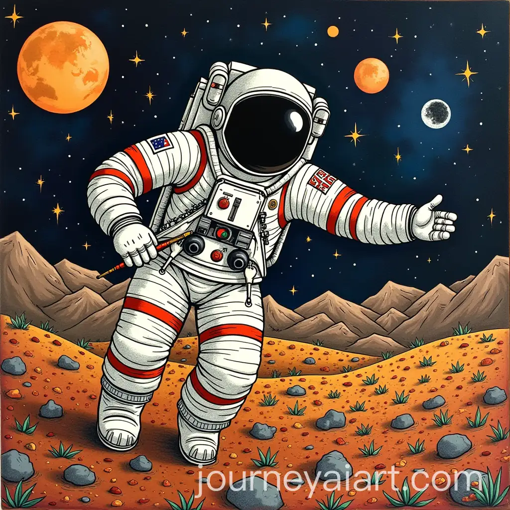 Indian-Pattachitra-Art-Featuring-Astronaut-in-Space