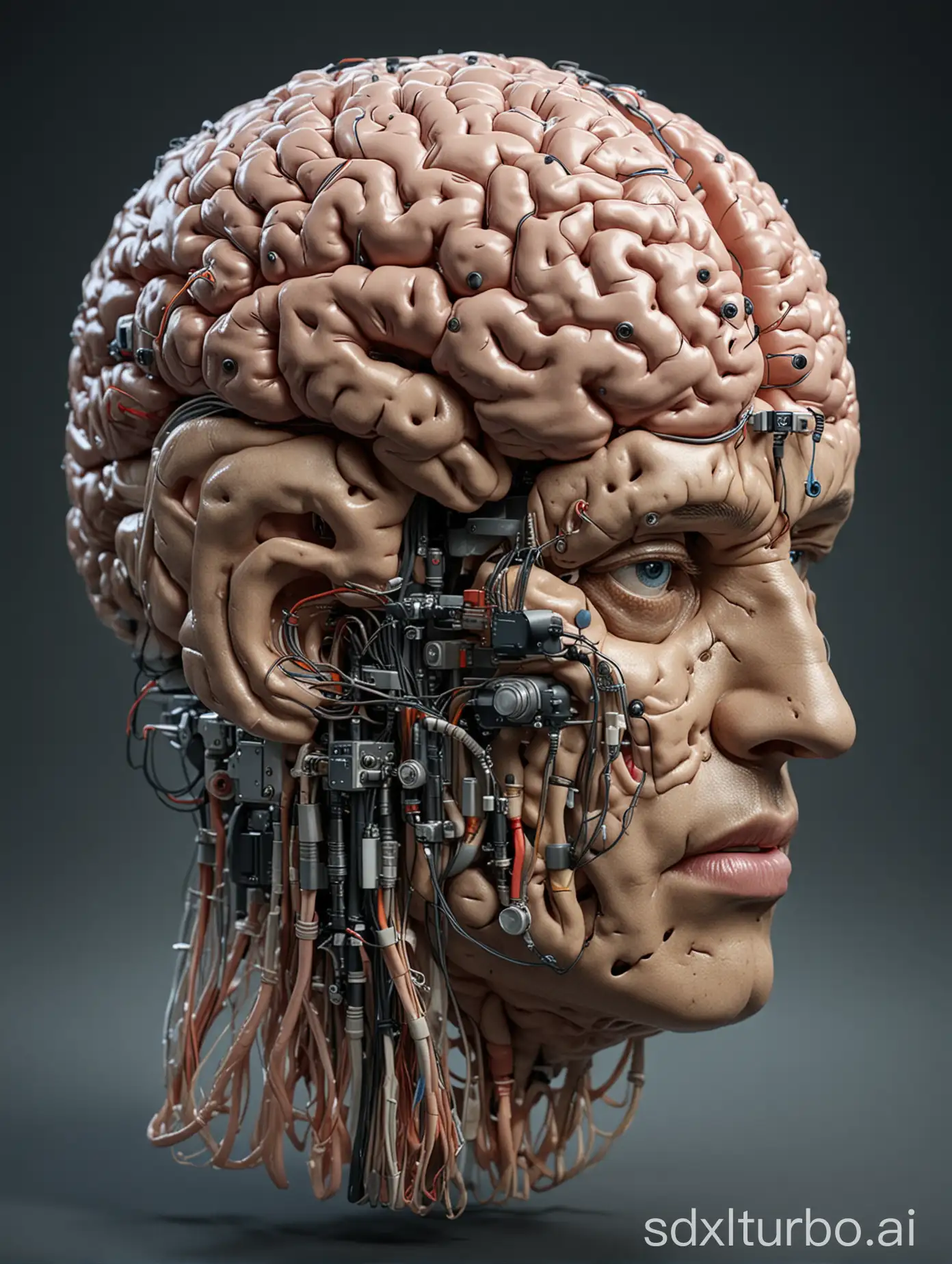 Ultra-photorealistic brain-computer interface, highly-detailed