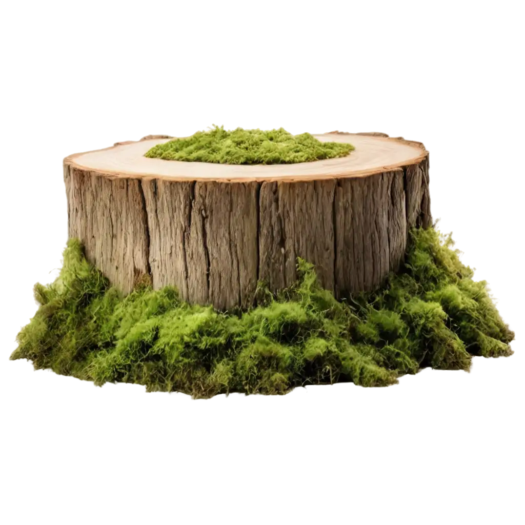 Explore-the-Enchanting-Podium-Stump-with-Moss-in-HighQuality-PNG-Format