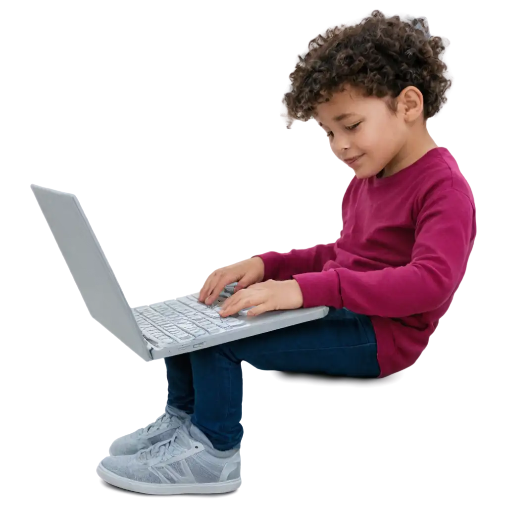 Child-Typing-on-a-Computer-PNG-Image-for-Clear-and-Detailed-Visuals