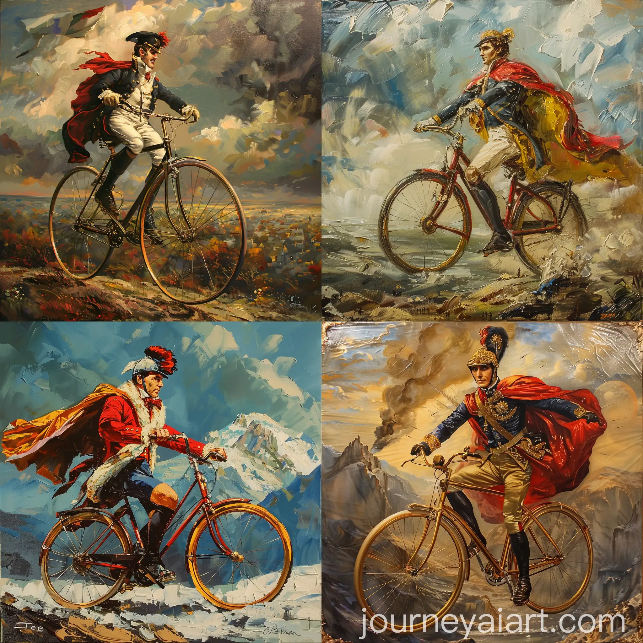 Napoleon-Bonaparte-Riding-Bicycle-in-Vintage-Parisian-Street-Scene